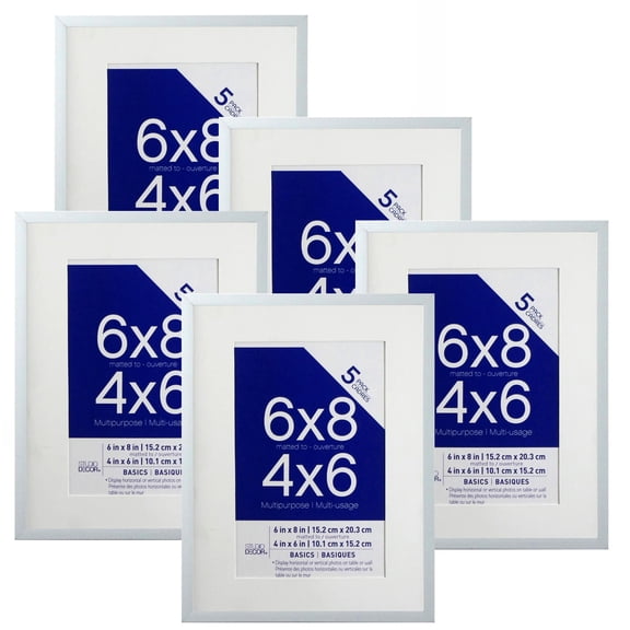 Studio Decor 4" x 6" White Basics Multipurpose Picture Frames - Fold-out Easel Included, Horizontal or Vertical Display - 5 Pack