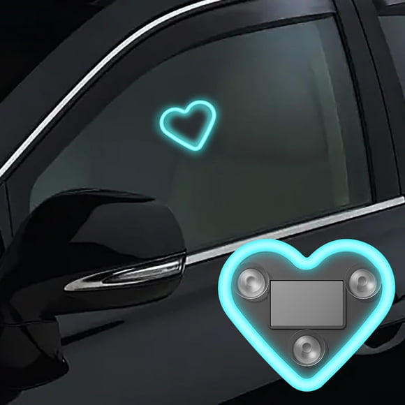 Solar-Powered Heart Shaped Car Interior Neon Light with Suction Cup Mount for Window Decoration