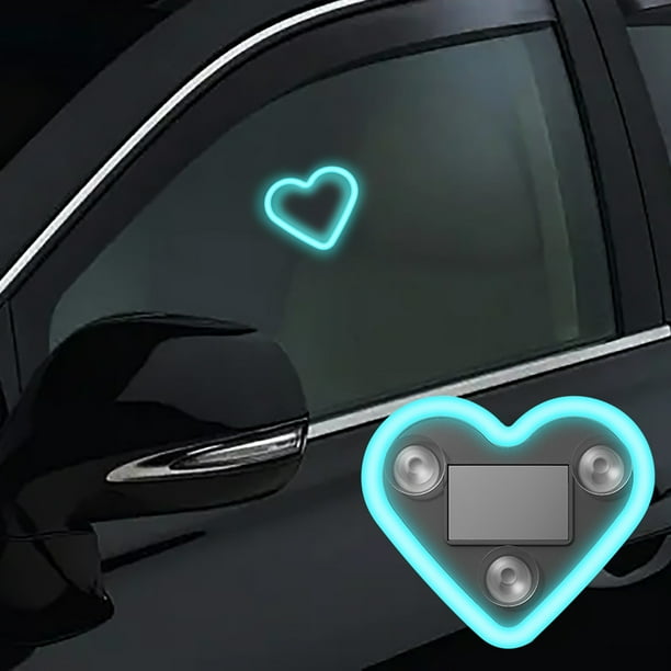 2 Luces Solares de Neón con Forma de Corazón para Ventana de Coche | Luz de Neón con Forma de Corazón | Energía Solar | Instalación con Ventosa | Resistente Al Agua | Resistente Al Sol | Set de Regal