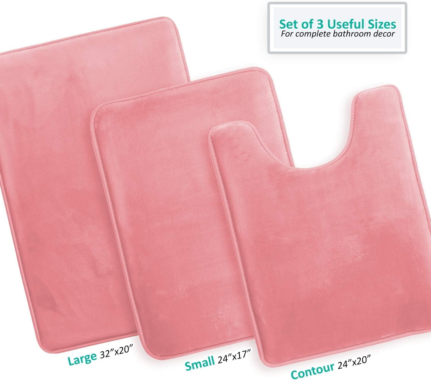 3-Piece Non-Slip Bathroom Rug Set – Ultra-Absorbent Coral Fleece Mats for Toilet, Vanity & Wet Floors, Machine-Washable Anti-Skid Bath Mats&nbsp;