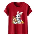 thumbnail image 5 of ClodeEU Women's Easter Print Short Sleeve T Shirt ,Round Neck Fashion Casual Tee Wine,Womens Plus S, 5 of 5