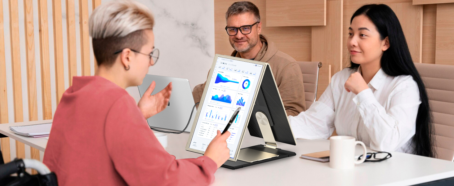 S6 Laptop Screen Extender, 15.6" 120% sRGB FHD 1080P IPS Triple Portable Monitor Extender, 235°Rotation & Kickstand, HDMI/USB-A/USB-C for Mac/Windows/Android, Fits All Laptops, Plug & Play