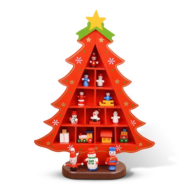Ounissouiy de decoración de árbol de Navidad adorno de muñeca escritorio centro de decoración Metal artesanía granja decorativa Kits de decoración para fiestas Rojo L