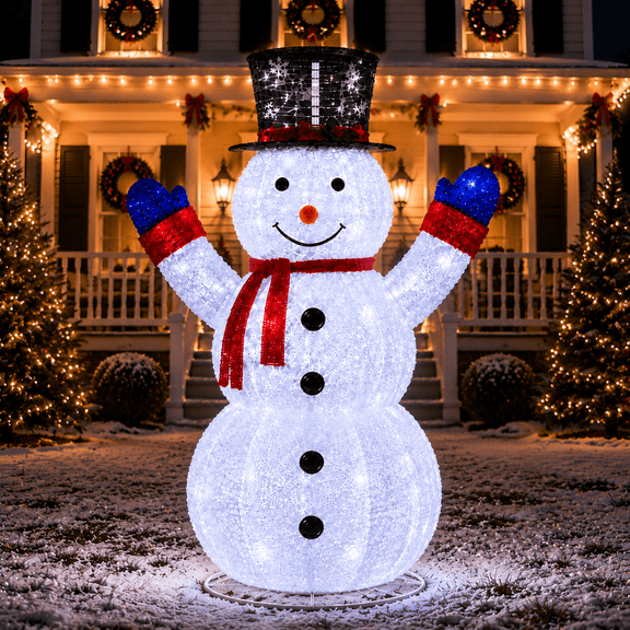 4ft Lighted Pop-Up Christmas Snowman Outdoor Decoration with 120 White LED Lights for Lawn, Front Porch, Garden, Indoor & Outdoor