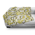 thumbnail image 2 of Lemons Soft Flannel Fleece Throw Blanket, Modern Repetitive of Doodle Style Citrus Slices in Circles, Cozy Plush for Indoor and Outdoor Use, 50" x 60", Mustard Charcoal Grey, by Ambesonne, 2 of 5