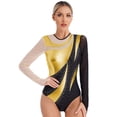 thumbnail image 2 of Zaldita Women Gymnastics Leotard Long Sleeve Keyhole Back Ballet Acrobatics Skating Bodysuit Gold M, 2 of 7