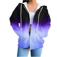 thumbnail image 2 of Ounisa Women's ZipperJackets Fashionable Casual Gradient Sweatshirt Drawstring The Season Hoodie Long Sleeve Tops with Pocket, 2 of 6