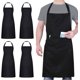 thumbnail image 1 of Delantal de chef 4 pack, delantal negro 2 bolsillos, delantal ajustable impermeable para hombre y mujer, delantal de cocina profesional para cocina, jardinería, restaurantes, barbacoas, cafeterías PenghuiLiu 9024719197456, 1 of 5