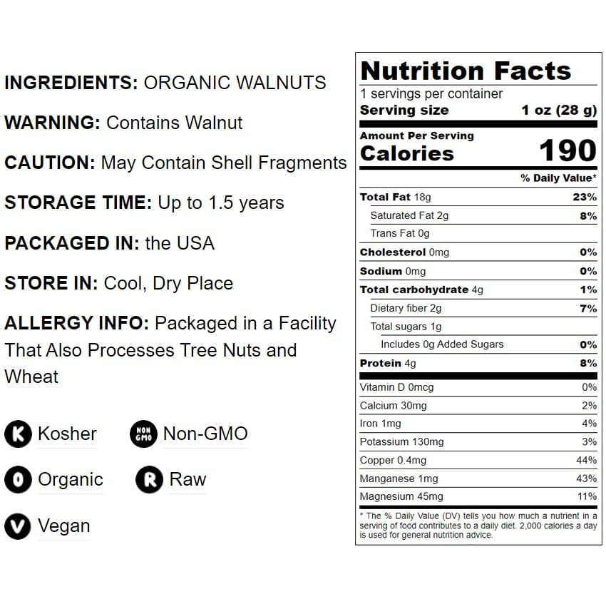 Food to Live, California Walnuts, 7.5 Pounds, Kosher, Vegan