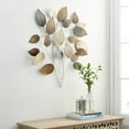 thumbnail image 3 of DecMode Bronze Metal Textured Leaf Wall Decor with Multiple Shades, 3 of 14