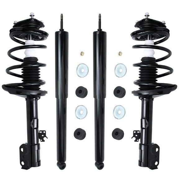 Detroit Axle - Front Struts Rear Shocks for Toyota 2000 2001 2002 RAV4, 2 Quick Struts with Coil Spring Assembly 2 Shock Absorbers Replacement Suspension Kit