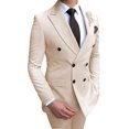 thumbnail image 1 of MensDouble-breastedBlazerSuit2PiecesSlimFitWeddingGroomTuxedosPeakLapelFormalPromSuits, 1 of 4