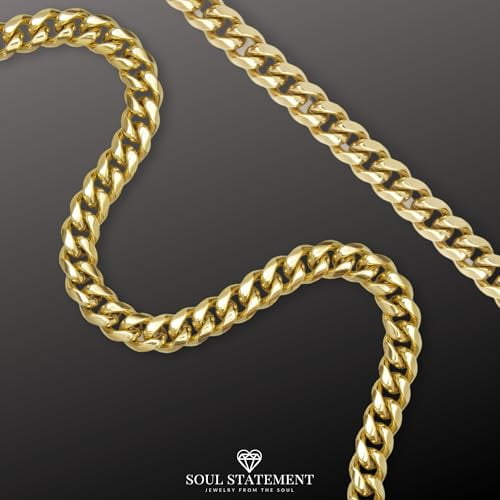 Soul Statement Cuban Chain Promise Necklace for Men - Durable Stainless Steel, Meaningful I Love You Card with Bible Verse, Anniversary Keepsake Gift Box (To My Husband, Gold)