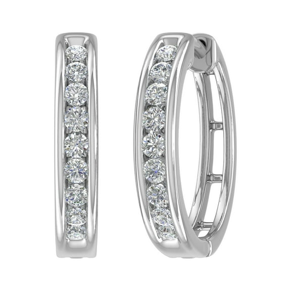 1/2 Carat Diamond Hoop Earrings in 14K White Gold