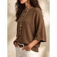 thumbnail image 3 of Casual Loose Round Neck 3/4 Sleeve Knit Basic Batwing Sleeve Design Women's Spring/Autumn Knit Top, 3 of 4