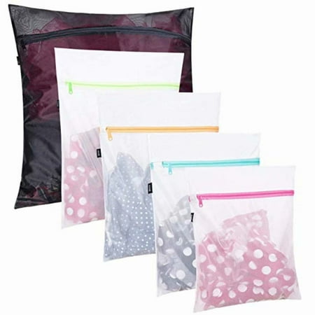 Mesh Laundry Bags 5Pcs Travel Clothing Washing Bags with Premium Zipper for Lingerie, Delicates, Intimates, Panties, Lace, Underwear, Socks, Tights, Washing Machine