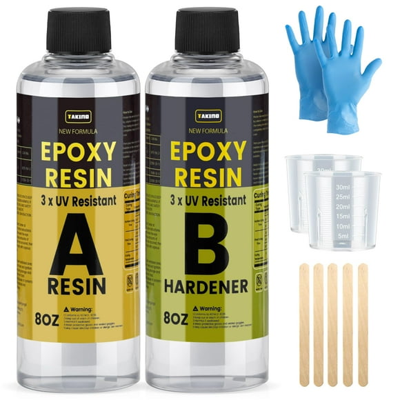 Kit de resina epoxi TAKIMO, 480 ml, 3 × UV, resistente a los rayos UV para revestimiento de bricolaje