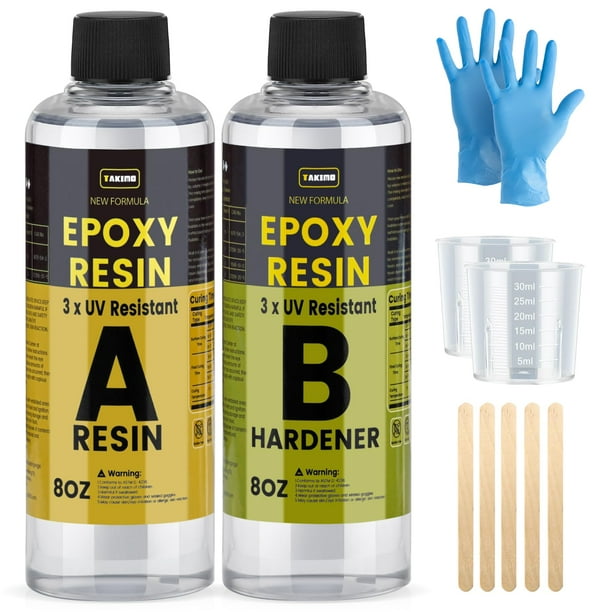 Kit de resina epoxi TAKIMO, 480 ml, 3 × UV, resistente a los rayos UV para revestimiento de bricolaje