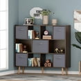 thumbnail image 2 of IVV 3-Tier Bookshelf, Wide Bookcase with 5 Fabric Drawers, Modern Book Shlef Storage Organizer Display Rack for Living Room, Entryway, Office, Brown, 2 of 6