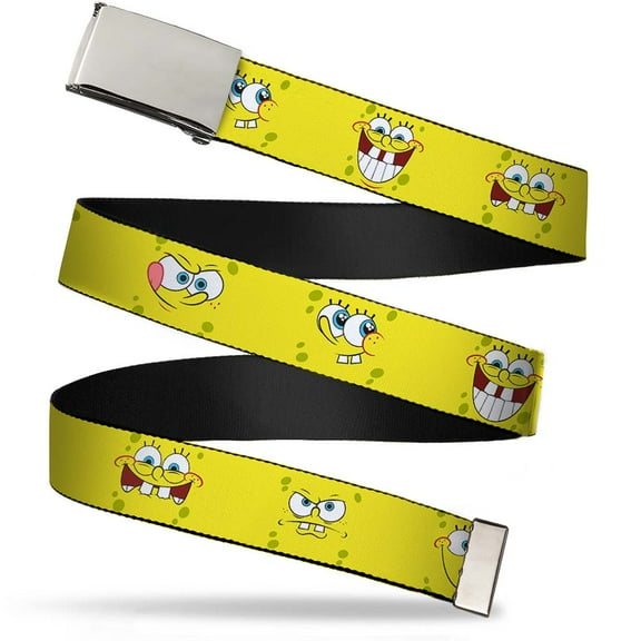 Adjustable Belt, Clamp Buckle, Cut-to-Fit, SpongeBob Expressions Yellow