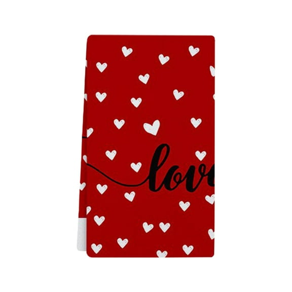 Ikohbadg Valentines Day Kitchen Towels Red Heart Love Towels Dish Towels Anniversary Wedding Decoration Towels Hand Towels for Valentine Decorations Bathroom Towels 24 x 16 Inch