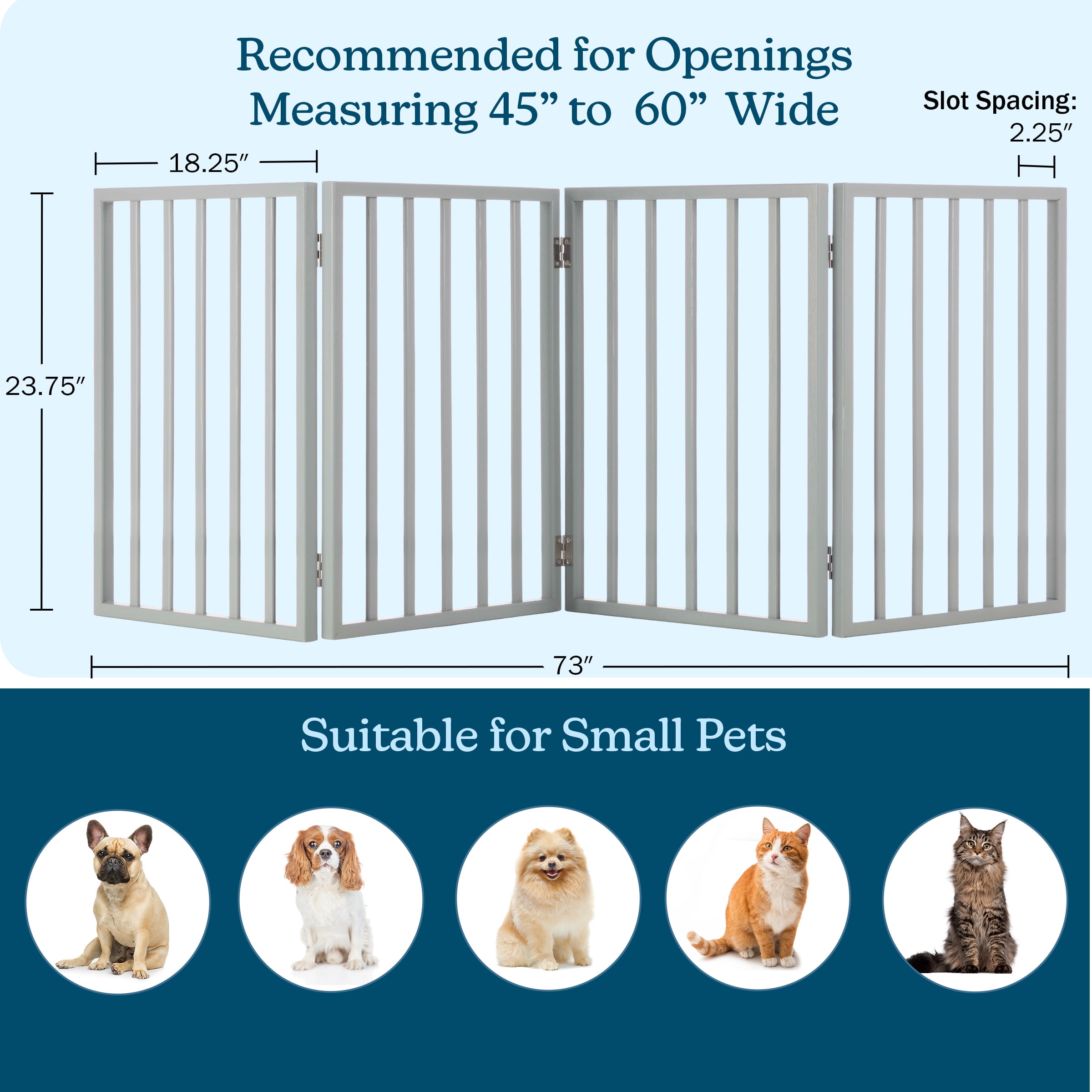 PETMAKER 4-Panel Indoor Foldable Pet Gate for Stairs or Doorways (Gray)
