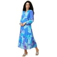 thumbnail image 3 of Globus Women Blue Abstract Printed Tiered Georgette Fit And Flare Midi Dress, 3 of 6
