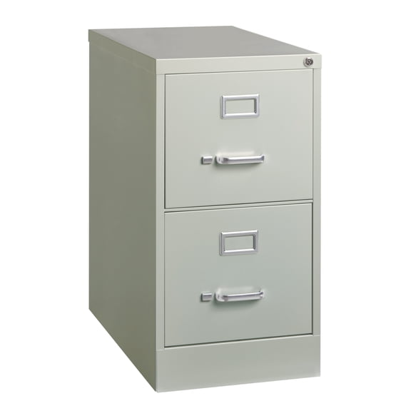 Hirsh 2 Drawer Letter Locking Metal Vertical File Cabinet, 26.5" Deep, Gray