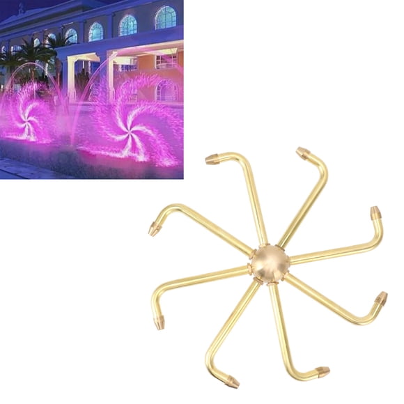 Brass Windmill Rotating Fountain, 8 Hole 45 Degree Rotation Water Spray Head 8 Spouts Water Fountain Nozzle for Landscape Park Square Hotel, Rotate Water Fountain Nozzle