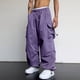 thumbnail image 4 of Pantalones largos para hombre, lisos, informales, con cordón, cintura elástica y bolsillo, pantalones deportivos cargo de poliéster., 4 of 9