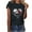 #03 Black, variant on Busydd Summer Tops for Women Stylish Skull Print T Shirts for Women Casual Short Sleeve Round Neck Graphic Tees Comfy Lightweight Cotton T-Shirts XL