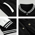 thumbnail image 6 of Varsity Bomber Jacket Men Color Block Snap Front Coat Ribbed Collar Cuffs Hem for Casual Party Sports Daily, 6 of 9