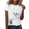 thumbnail image 2 of Women's Short Sleeve T-shirt Women'S Spring Round Neck Dandelion Printed Loose Casual Short Sleeved T Shirt,White Women's Short sleeve T-shirt L, 2 of 5