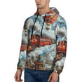thumbnail image 3 of Kdxio Red Train Hot Air Balloon Print Mens Casual Hooded Collar Drawstring Hoodies Pullover Sweatshirts Casual Long Sleeve Shirts-X-Large, 3 of 7