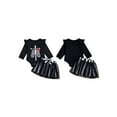 thumbnail image 2 of BemeyourBBs Baby Girls Halloween Outfits Skeleton Print Romper and Striped Skirt, 2 of 9