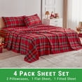 thumbnail image 5 of Gogreen 4PC Queen Size Christmas Sheet Set Deep Pocket Fit 16", Breathable Microfiber Super Soft Bedsheet, Christmas Decoration, Christmas Gift for Women, Men - Red Plaid, 5 of 8