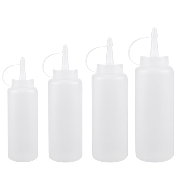 UPGRATOR 4pcs Oil Squeeze Bottle Salad Dressing Bottle Plastic Dispensing for Cooking