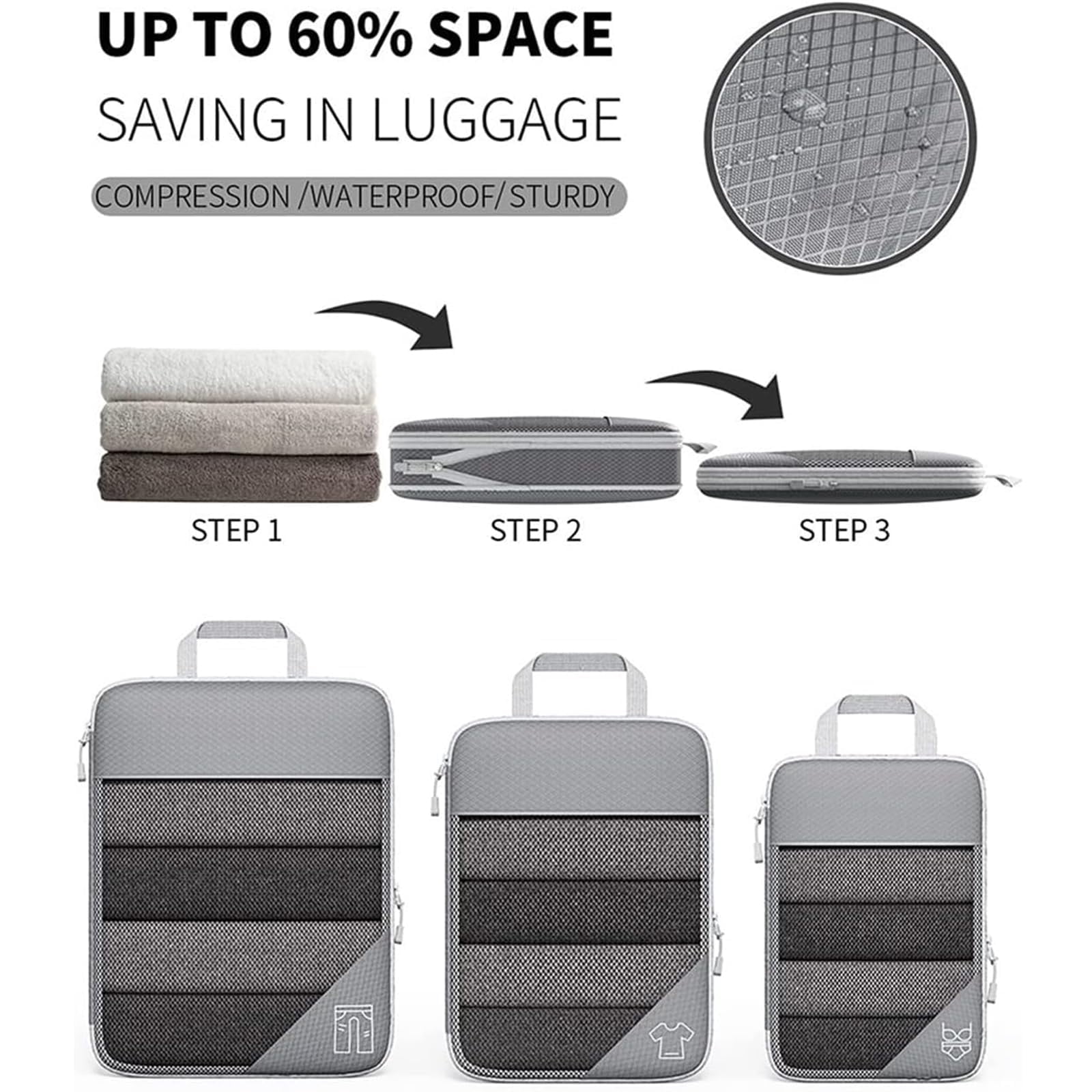 Simplifyliving Compression Packing Cubes, Travel Packing Cubes Compression for Carry Ons Mesh, Travel Cubes for Packing Compression