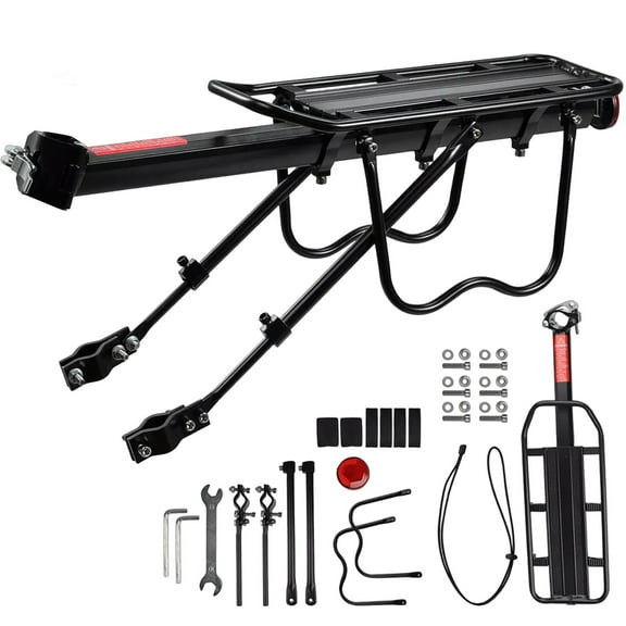 Heavy Duty Rear Bike Rack, 110lbs Capacity Quick Release Bicycle Cargo Carrier for Adults, Adjustable Ebike Rear Rack