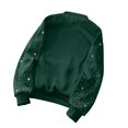 thumbnail image 5 of Daznico Women Crewneck Sweatshirt Rhinestone Studded Long Sleeve Pullover with Kangaroo Pocket Loose Fit Outerwear for Autumn Winter Wear,XL, 5 of 6