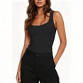 thumbnail image 5 of LEAVINGSUO Tank Tops for Women Summer Solid Color Casual Sleeveless V-Neck Solid Blouses Tank Black S, 5 of 7