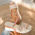 thumbnail image 2 of SCHUHLAND Bohemian Wedge Platform Sandals for Women | Colorful Woven Beach Slippers | Plus Size Slides | High Heel (6CM) Casual Footwear by SCHUHLAND, 2 of 16