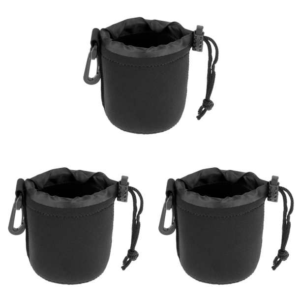 Funda protectora con cordón para lente de cámara, neopreno suave, impermeable, 3 uds. (S)