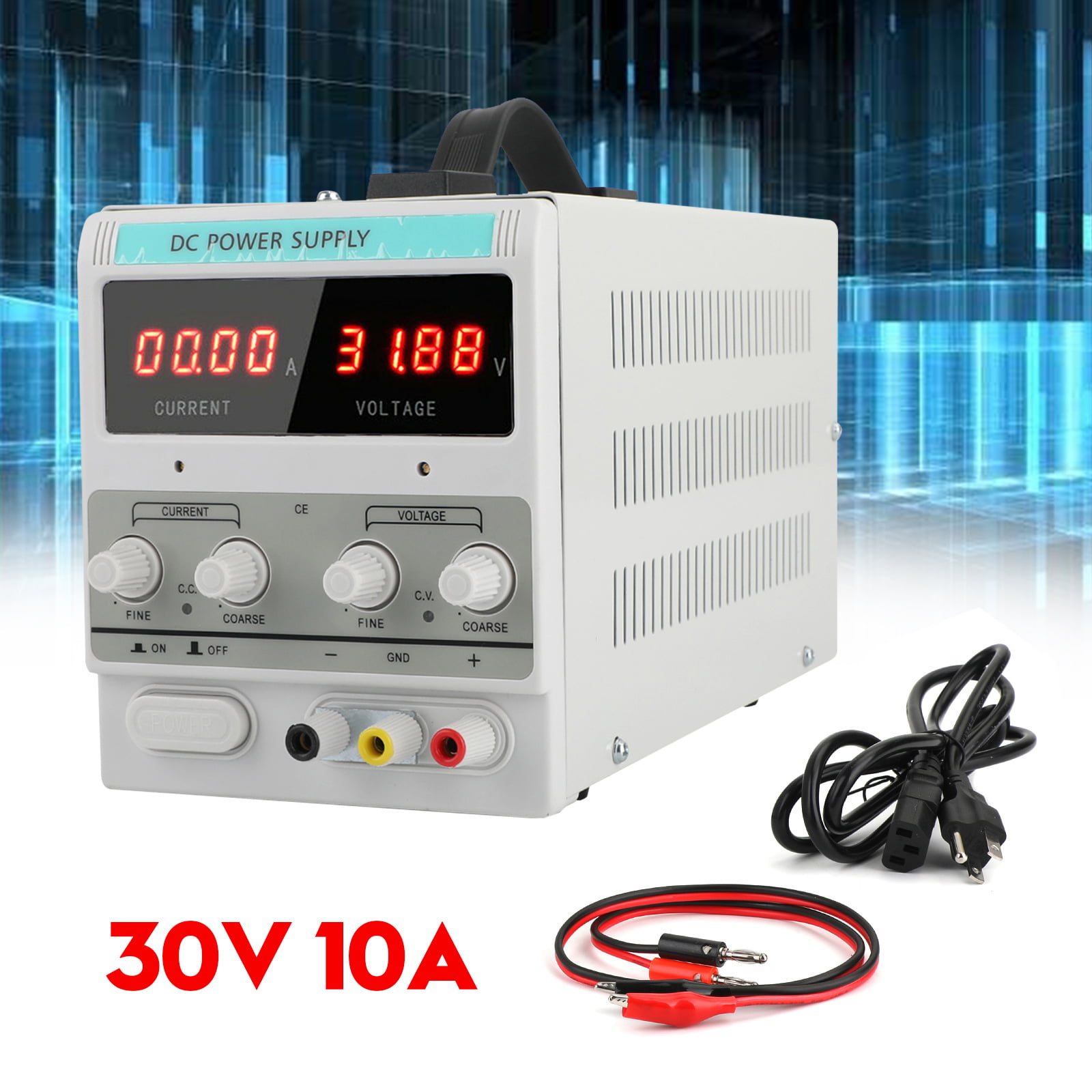 Precision 30V 10A Adjustable DC Power Supply Variable Dual Digital Display 110V