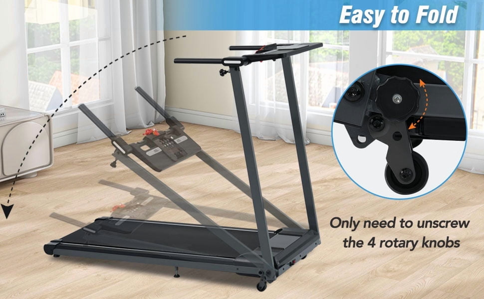Folding Walking Pad Treadmill, 2.5HP with Incline 0.5-7.5MPH, 265LBS Capacity, for Home Office Walking Running