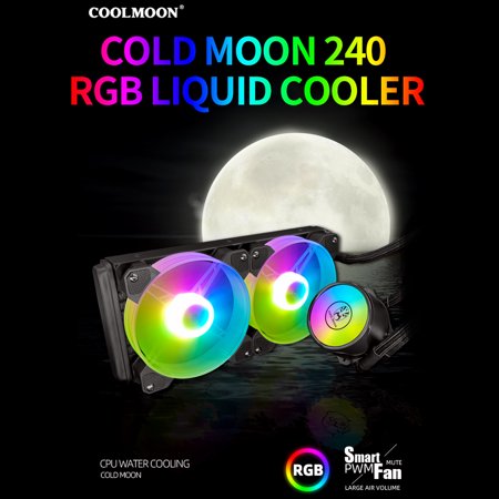 Cool Moon Cold Moon 240 One Piece Pc Case Water Cooler With Rgb 1mm Quiet Fans Cpu Liquid Radiator For Lga775 115x Am4 Am3 Fm2 Walmart Canada