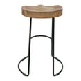 thumbnail image 2 of 24 Inch Handcrafted Backless Barstool, Natural Brown Mango Wood Thick Saddle Seat, Black Iron Base, 2 of 7