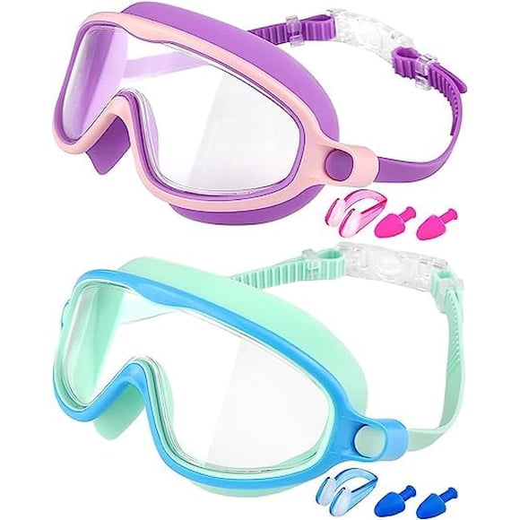 Gafas de natación Rantizon para niños, paquete de 2, visión amplia, de 3 a 15 años