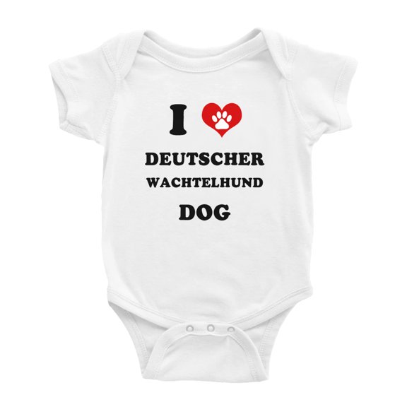 I Heart Deutscher Wachtelhund Dog Funny Cute Baby Rompers Newborn Outfits (White, 12-18 Months)