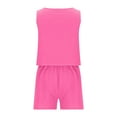 thumbnail image 2 of Ecqkame Womens Summer Outfits Linen Summer Casual Vacation Sets Solid Sleeveless Crop Tops with Short Hot Pink B L, 2 of 4